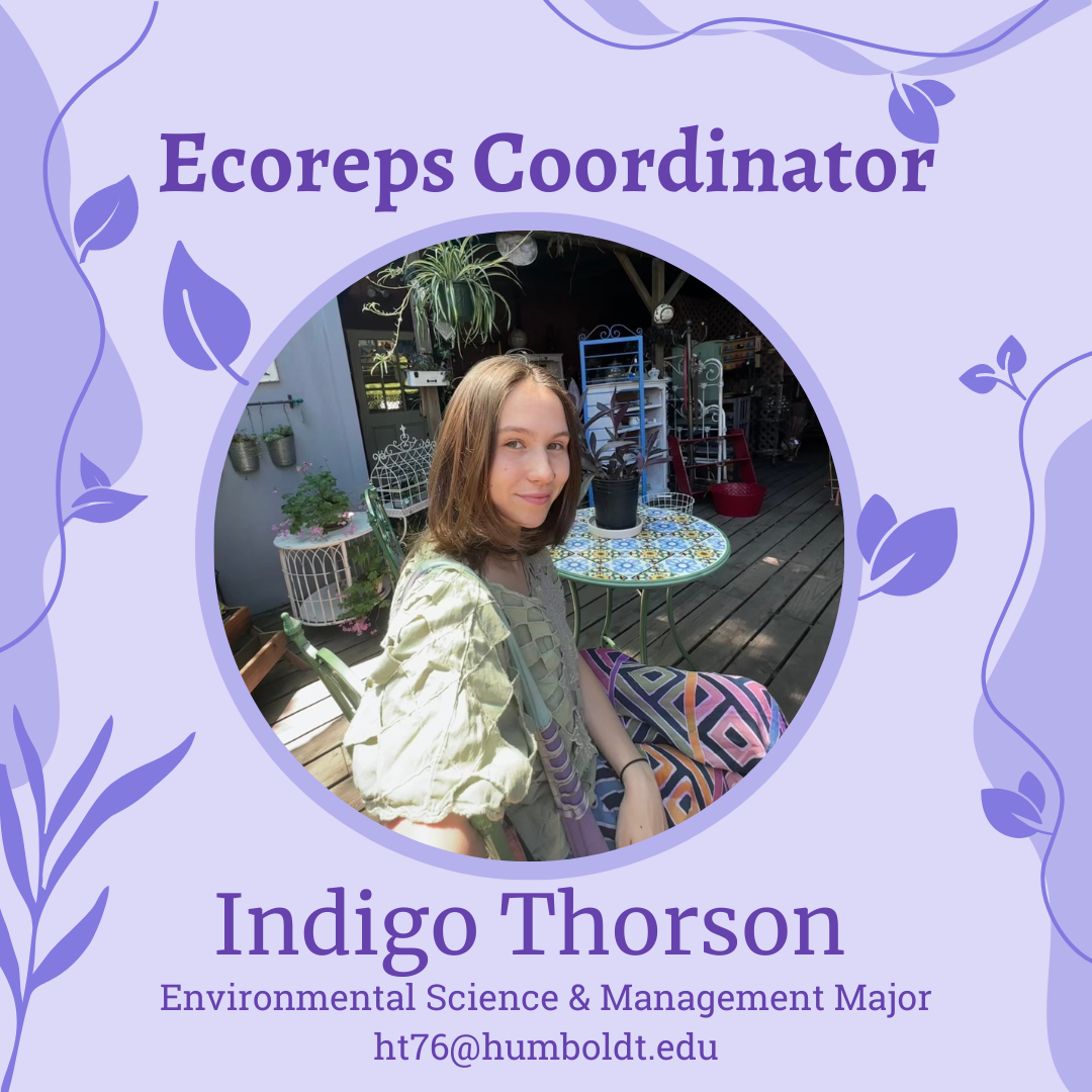 Photo of Indigo Thorson, majoring in Environmental Science and Management, email is ht76@humboldt.edu